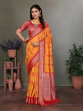 Joban Fashion Orange Woven Design Banarasi Silk Sarees