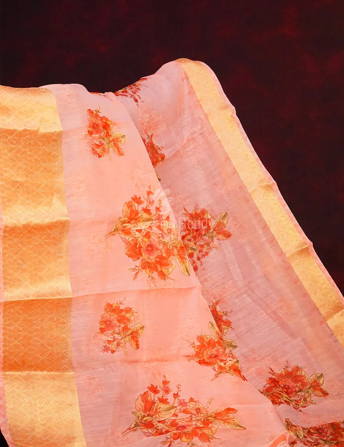 Baby Pink Colour Floral Print Semi Chanderi Saree By Gayathri Reddy Designer Studio