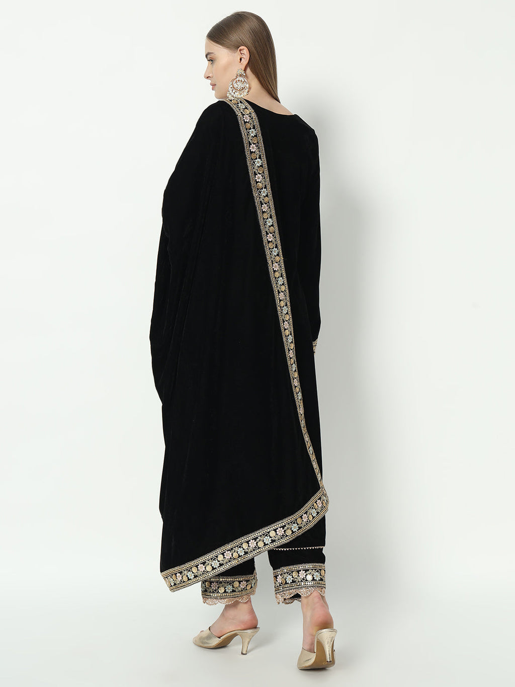 Fab Fashion Black Velvet Lace Suit Full Set