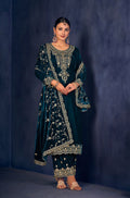 Lorenvalley Fashion Women Rama Velvet Embroidered Salwar Suit Material