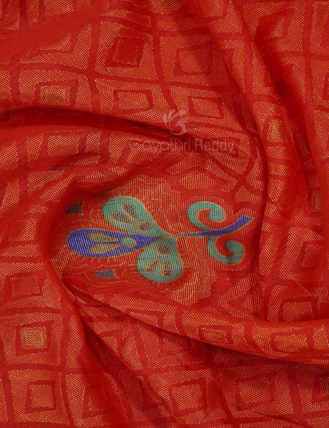 Orange Colour With Pista Green Blouse Cotton Brasso Saree By Gayathri Reddy Designer Studio