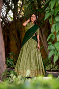 Lorenvalley Fashion Pista Dupion Silk Zari Weaving Work Lehenga Choli with Dupatta