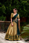 Lorenvalley Fashion Cream Poly Cotton Zari Weaving Work Lehenga Choli with Dupatta