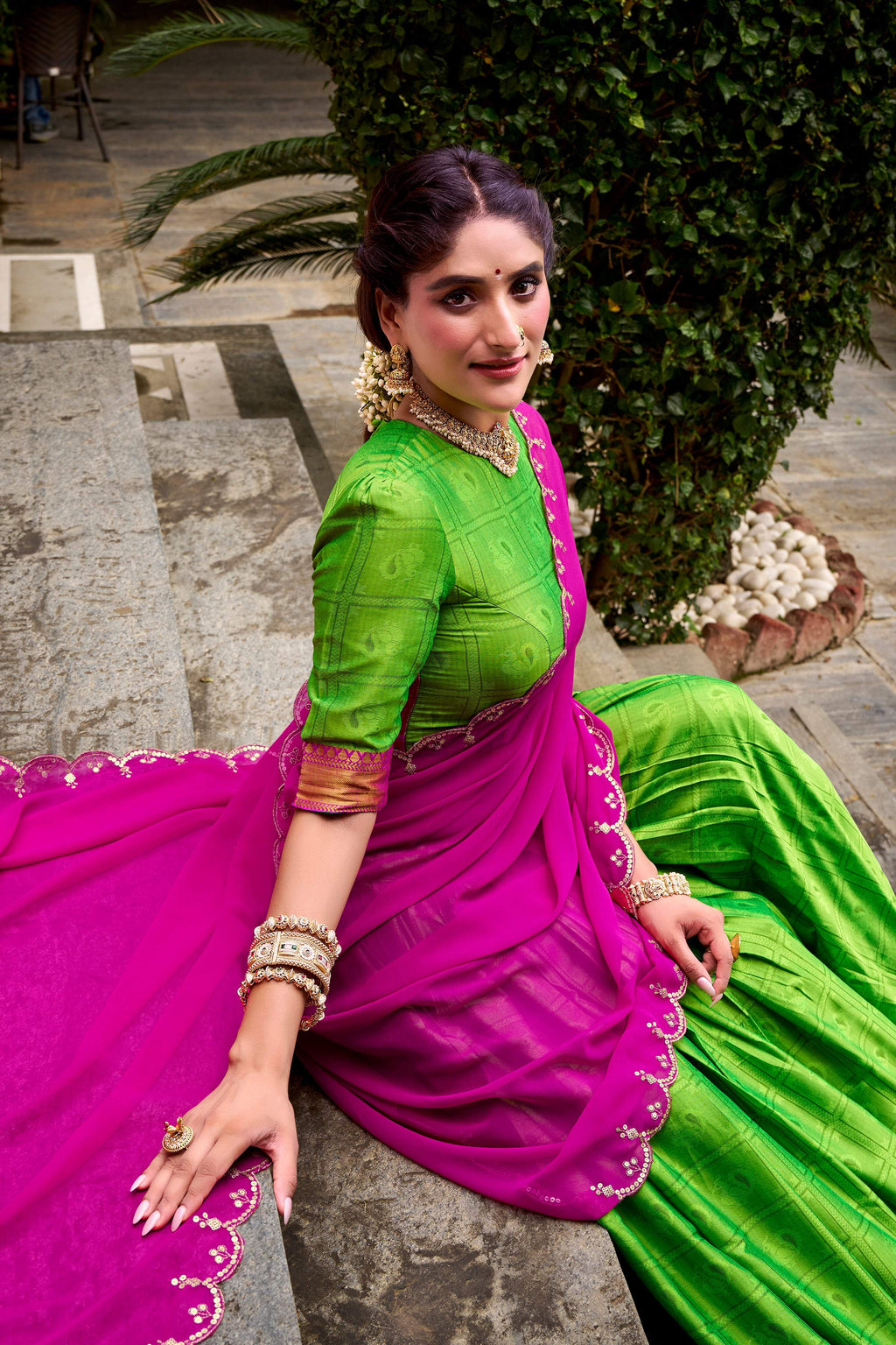 Evanik Traditional Parrot Poly Cotton Half Saree With Zari Weaving Work Lehenga Choli