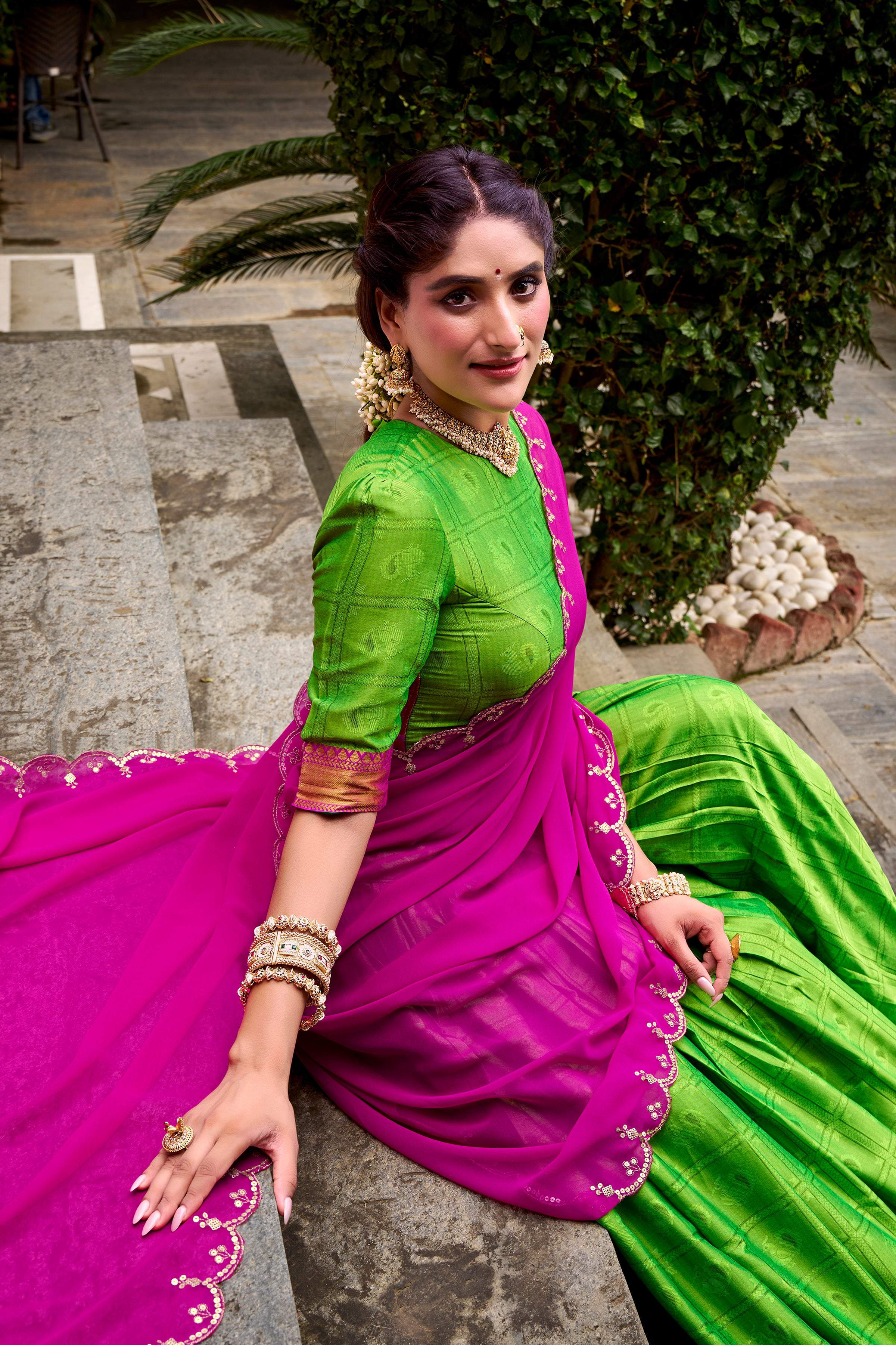 Evanik Traditional Parrot Poly Cotton Half Saree With Zari Weaving Work Lehenga Choli