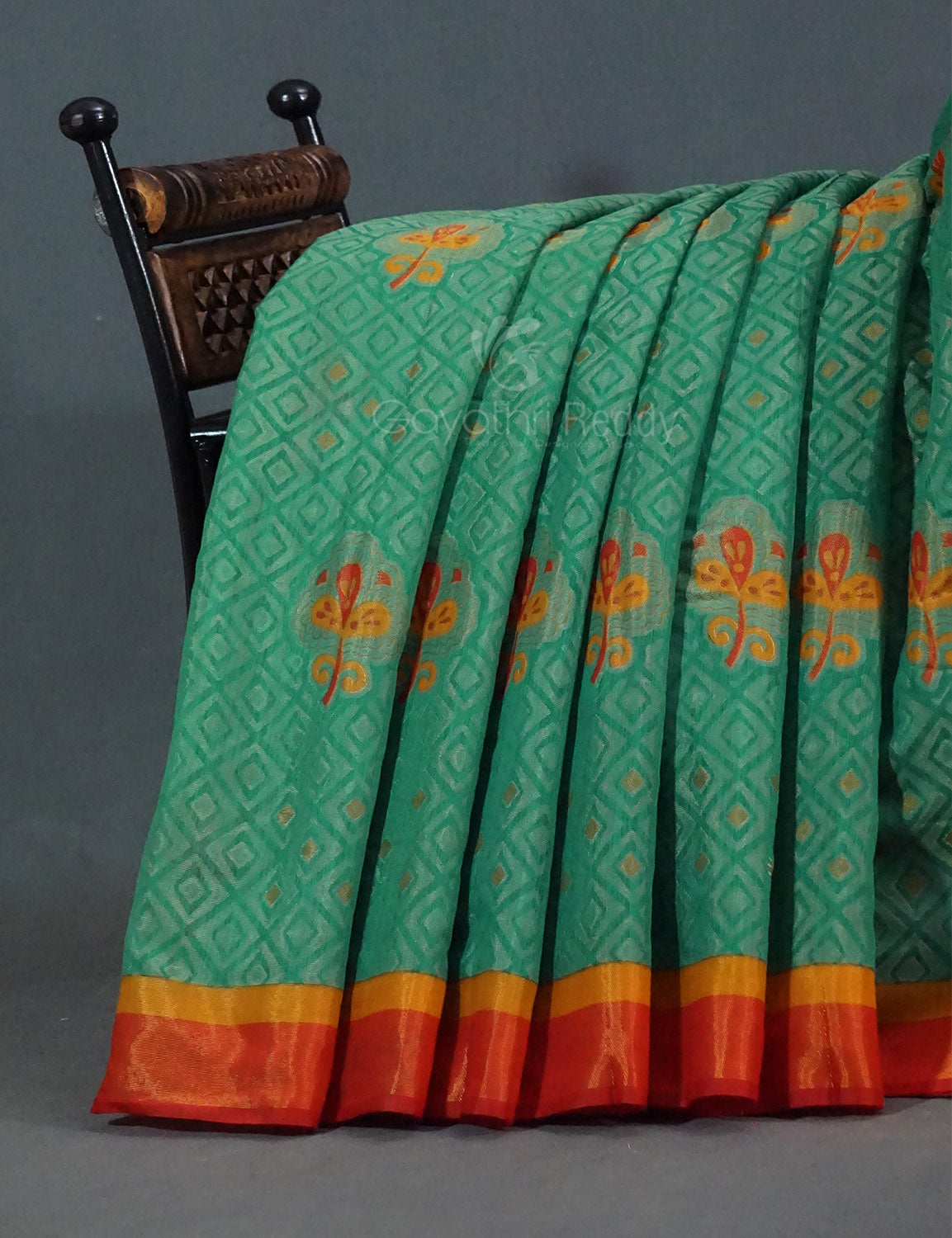 Sea Green Colour With Orange Blouse Cotton Brasso Saree By Gayathri Reddy Designer Studio
