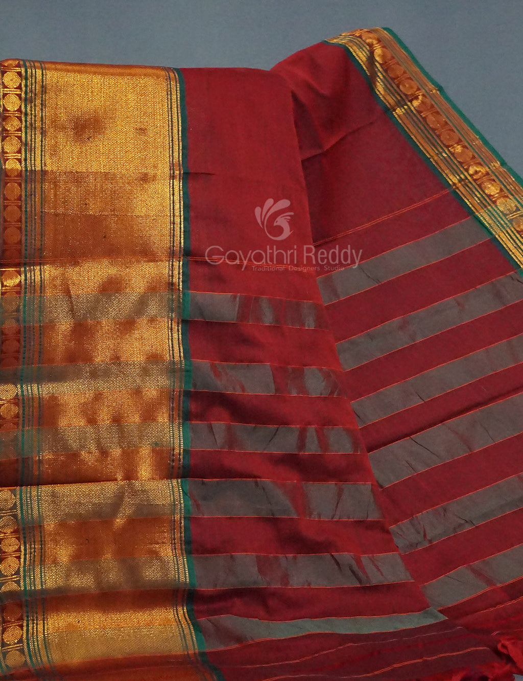 Kalanetha Maroon Colour Zari Kanchi Style Pure Narayanpet Cotton Saree By Gayathri Reddy Designer Studio