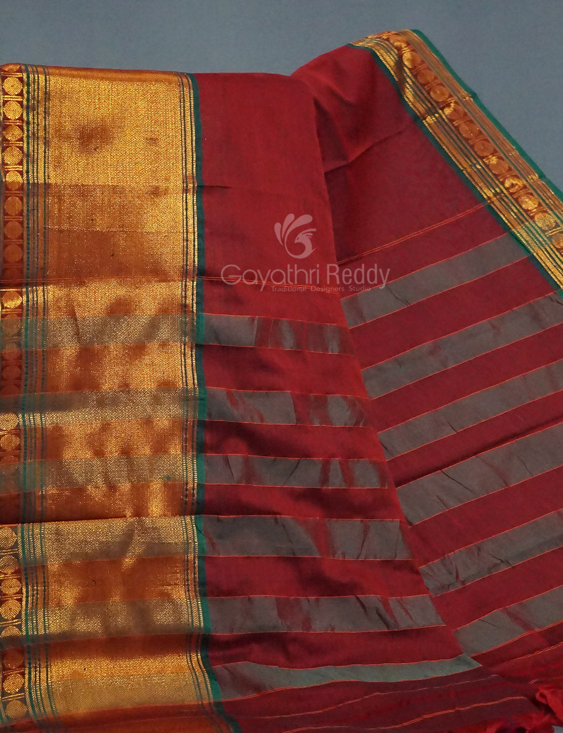 Kalanetha Maroon Colour Zari Kanchi Style Pure Narayanpet Cotton Saree By Gayathri Reddy Designer Studio