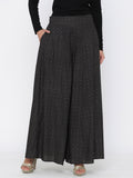 Juniper Women Black Rayon Printed Flared Palazzo