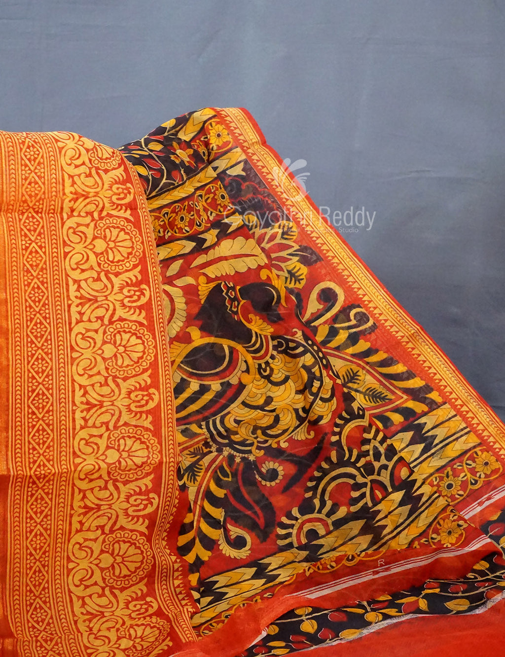 Shades of Black Colour Printed Semi Chanderi Saree By Gayathri Reddy Designer Studio