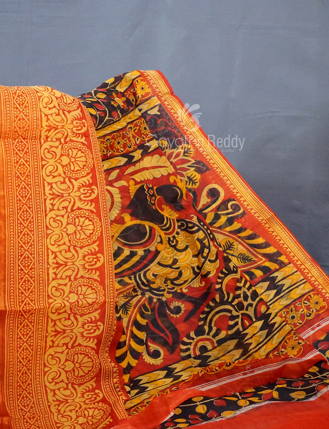 Shades of Black Colour Printed Semi Chanderi Saree By Gayathri Reddy Designer Studio