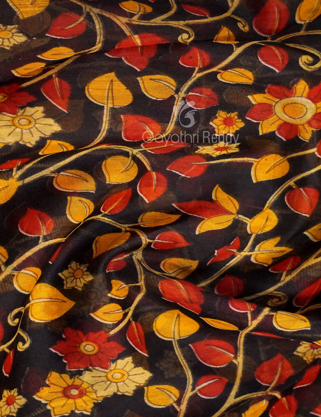 Shades of Black Colour Printed Semi Chanderi Saree By Gayathri Reddy Designer Studio