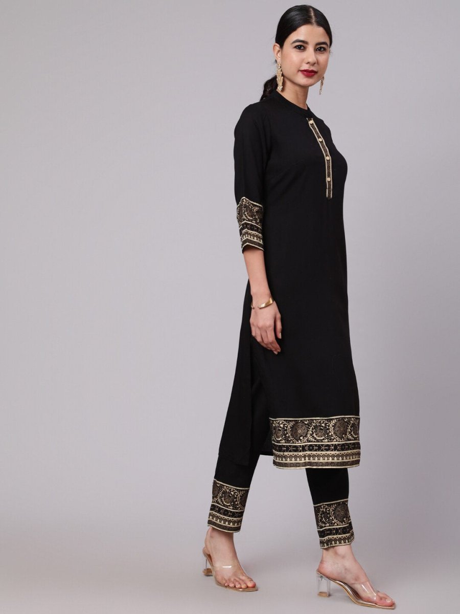 Aks Ethnic Motifs Printed Mandarin Collar Straight Kurta With Trousers