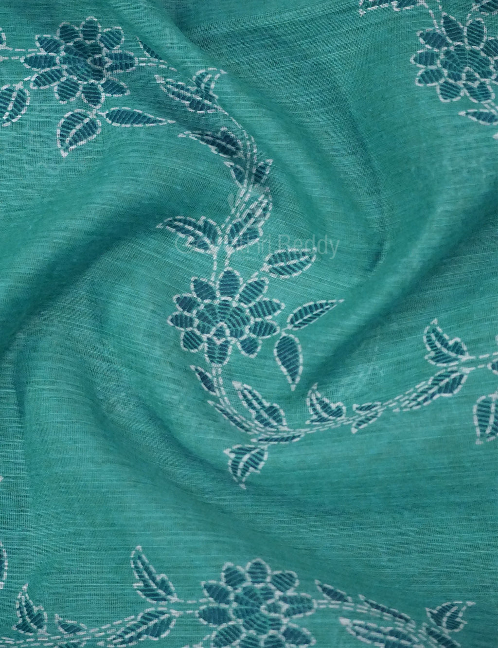 Shades of Light Rama Green Colour Floral Print Semi Chanderi Saree By Gayathri Reddy Designer Studio