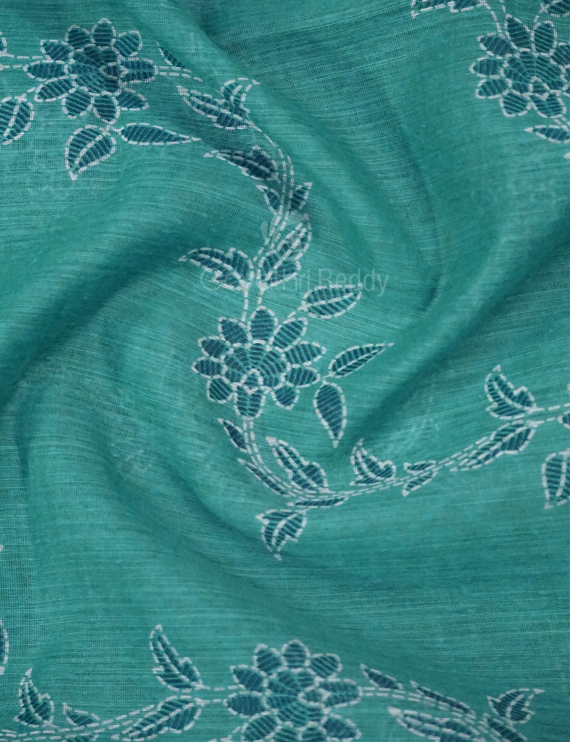 Shades of Light Rama Green Colour Floral Print Semi Chanderi Saree By Gayathri Reddy Designer Studio
