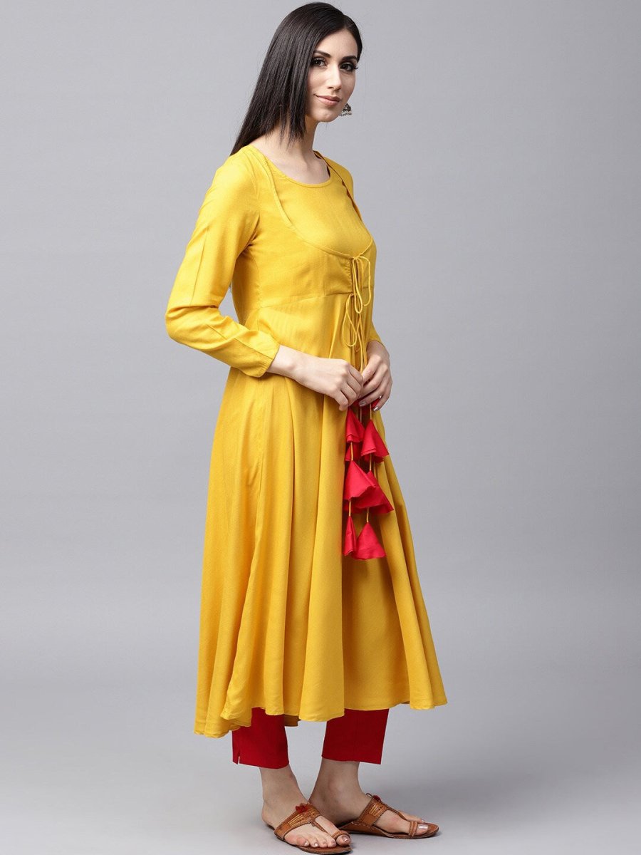 Aks Women Tasseled Anarkali Kurta