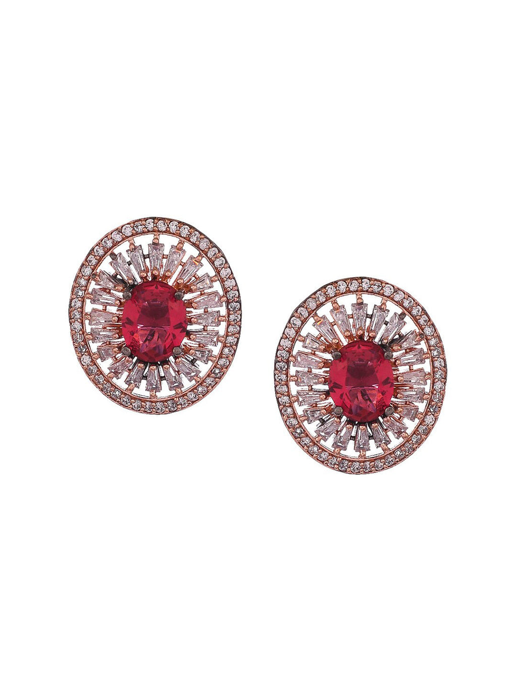 Shoshaa Rose Gold-Polished & White Circular Studs