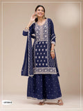 Anaita Navy Blue Faux Georgette Suit with Embroidery Sequence Work
