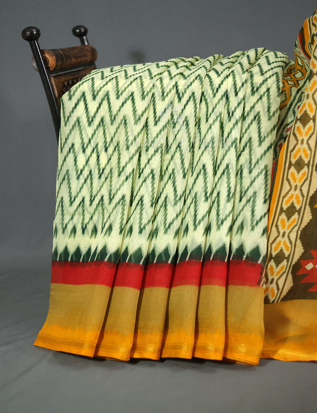 Shades of Cream And Haldi Colour Blouse Patola Print Semi Chanderi Saree By Gayathri Reddy Designer Studio