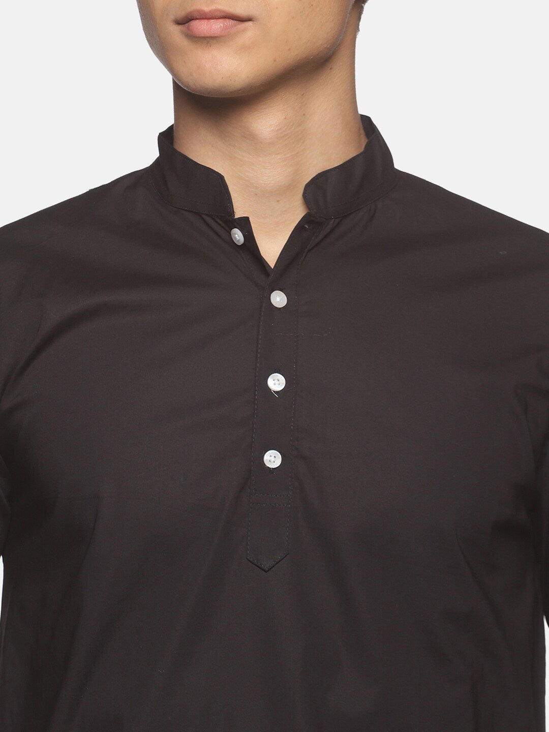 Sethukrishna Men Black Pure Cotton Kurta with Dhoti Pants