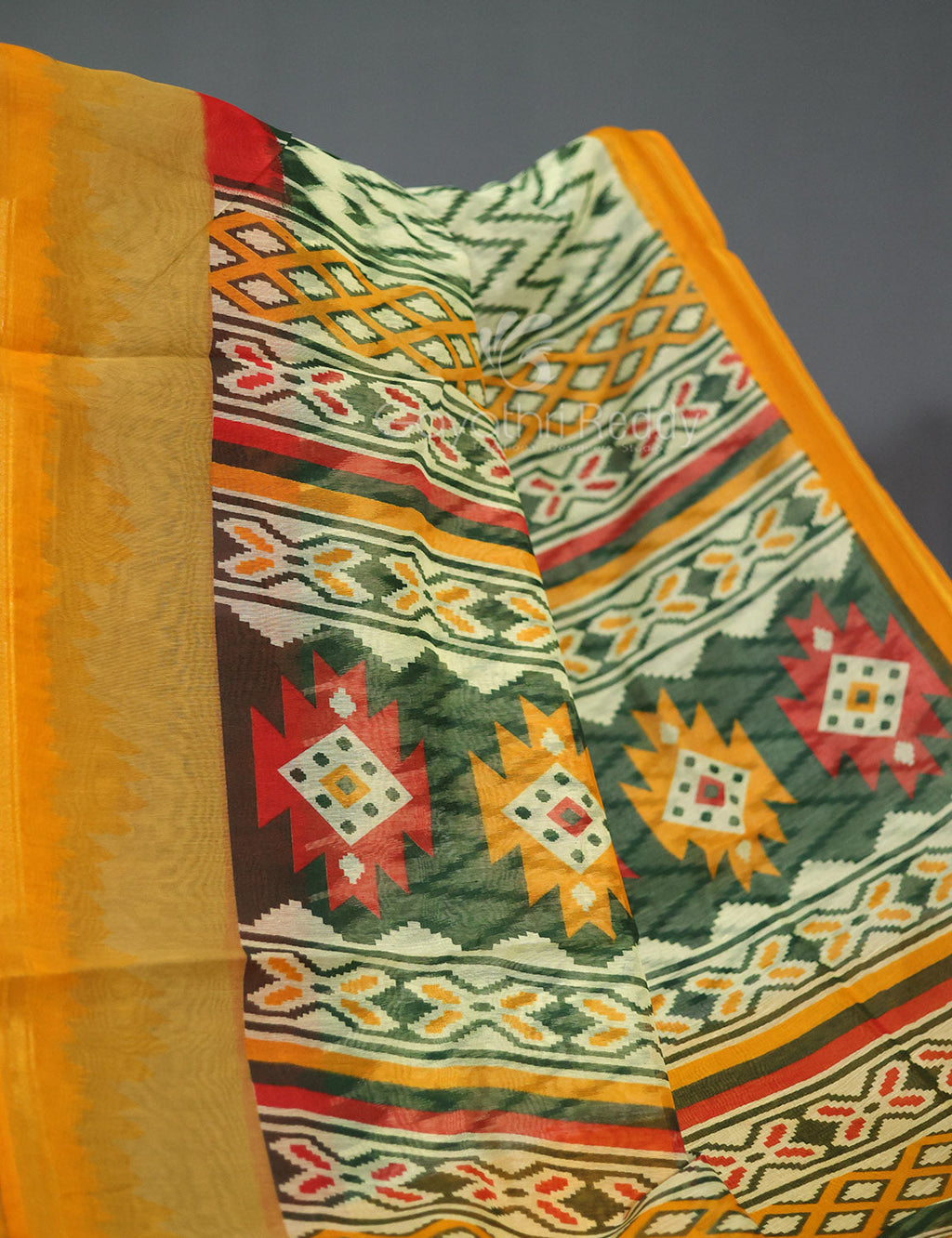 Shades of Cream And Haldi Colour Blouse Patola Print Semi Chanderi Saree By Gayathri Reddy Designer Studio