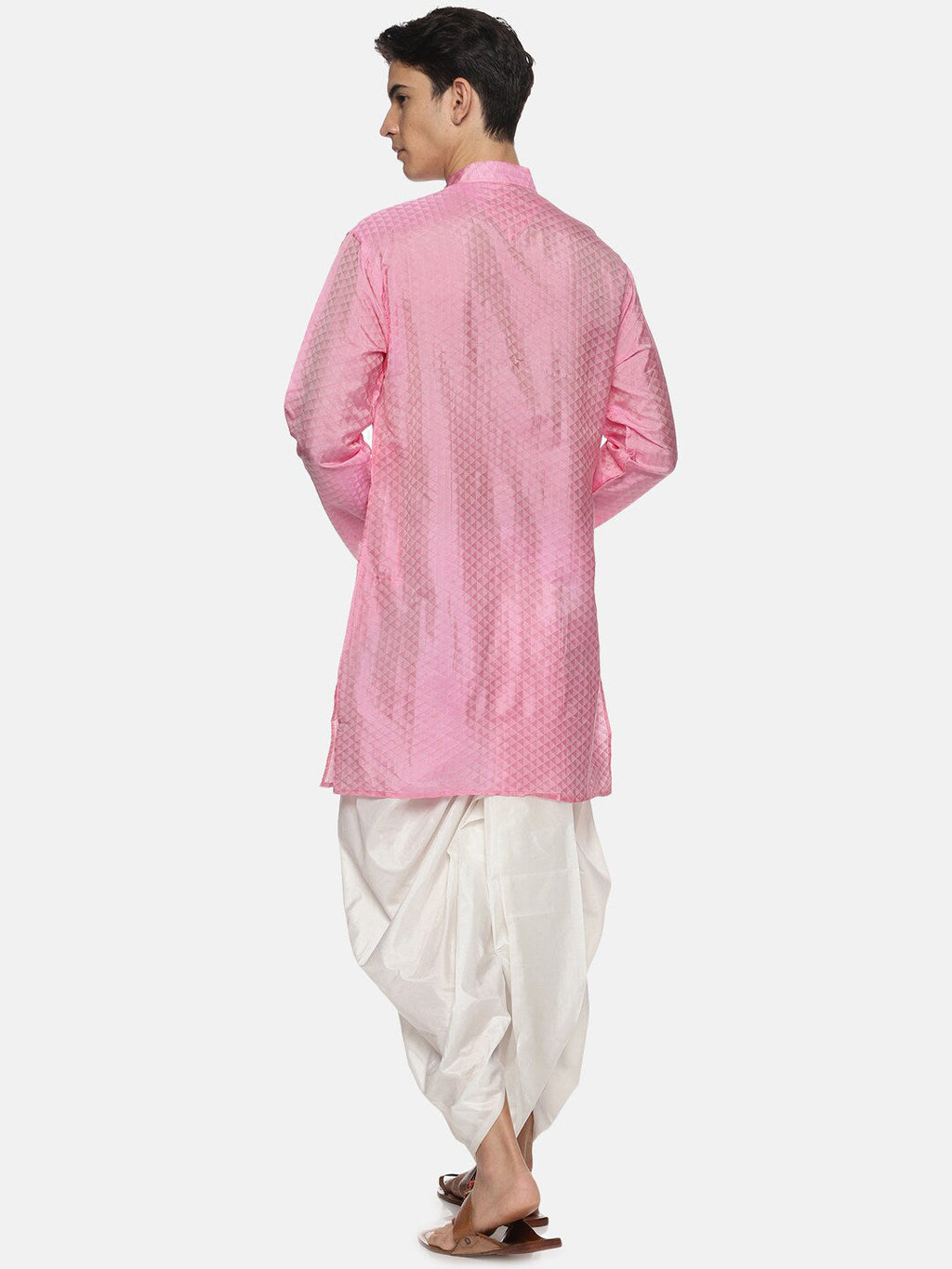 Sethukrishna Men Pink Kurta with Dhoti Pants