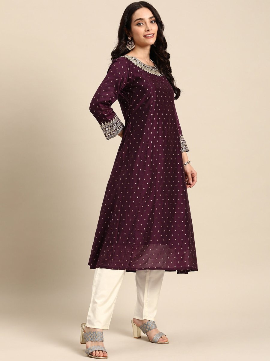 All About You Ethnic Motifs Embroidered Empire Sequinned Kurta with Trousers