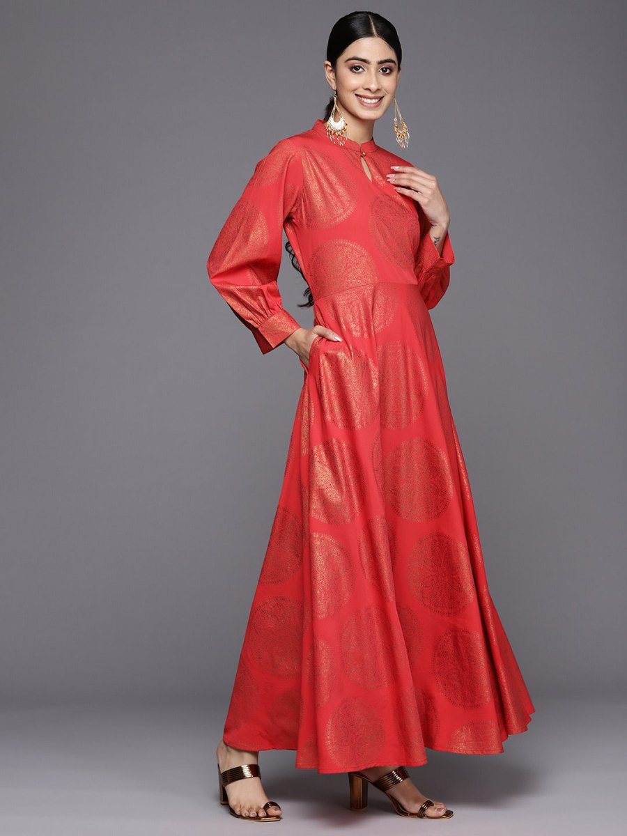 Ahalyaa Ethnic Motifs Keyhole Neck Ethnic Maxi Dress