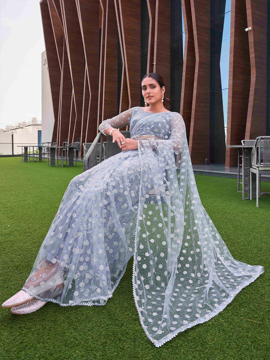 Tikhi Imli Embellished Net Saree