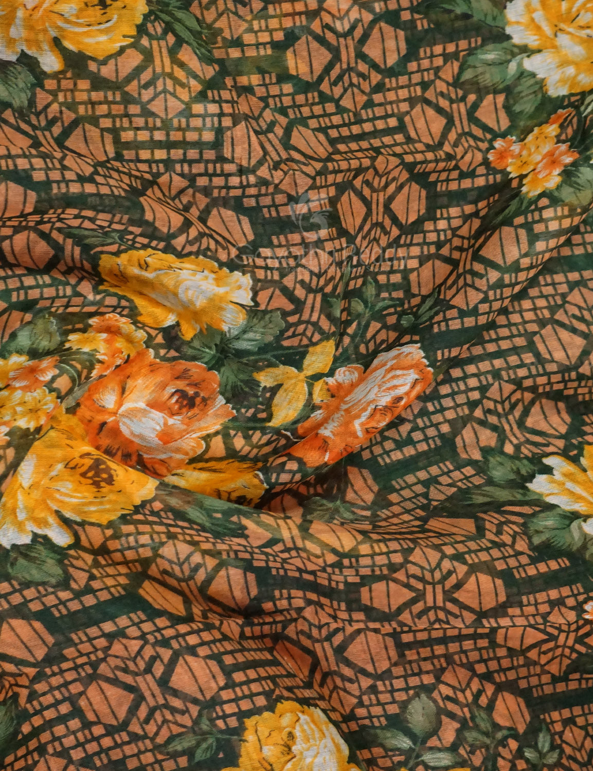 Shades of Green Colour Floral Design Semi Chanderi Saree By Gayathri Reddy Designer Studio