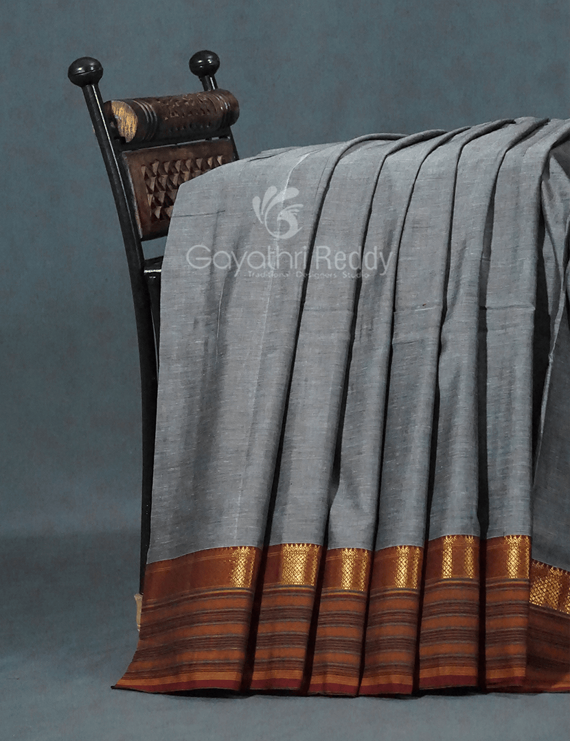 Kalanetha Grey Coloured Pure Narayanpet Cotton Saree By Gayathri Reddy Designer Studio