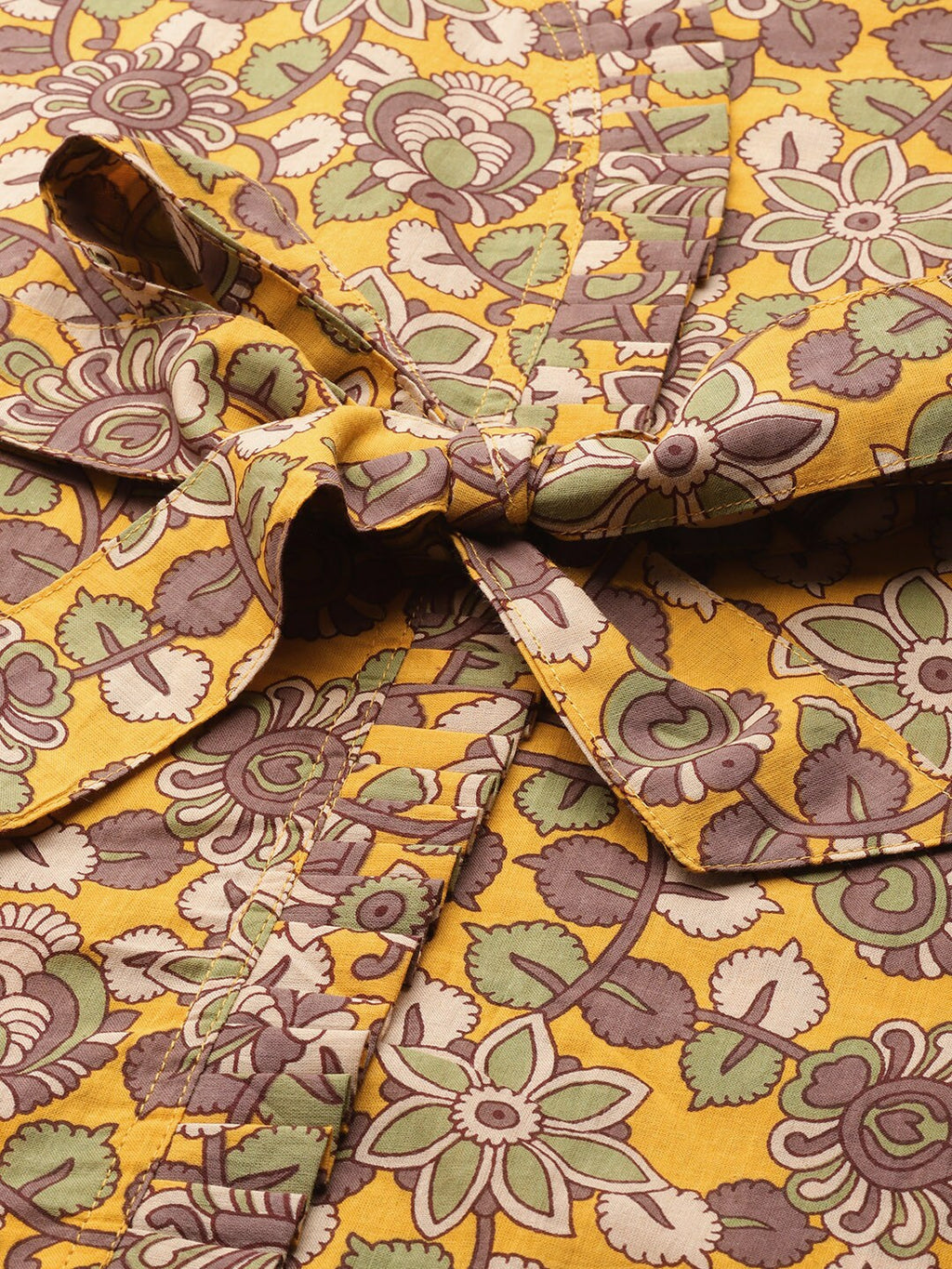 InWeave Mustard Kalamkari Print Co Ord Set With Belt