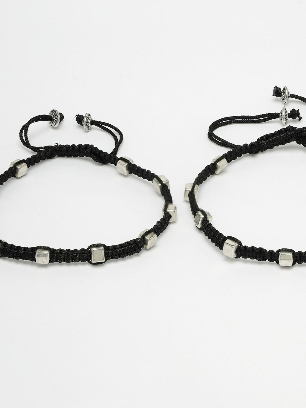NVR Women's Evil Eye Adjustable Black Anklets