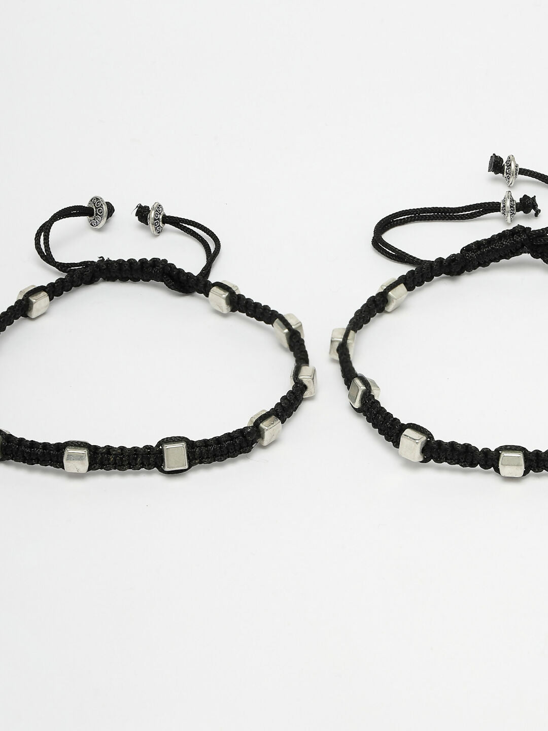 NVR Women's Evil Eye Adjustable Black Anklets