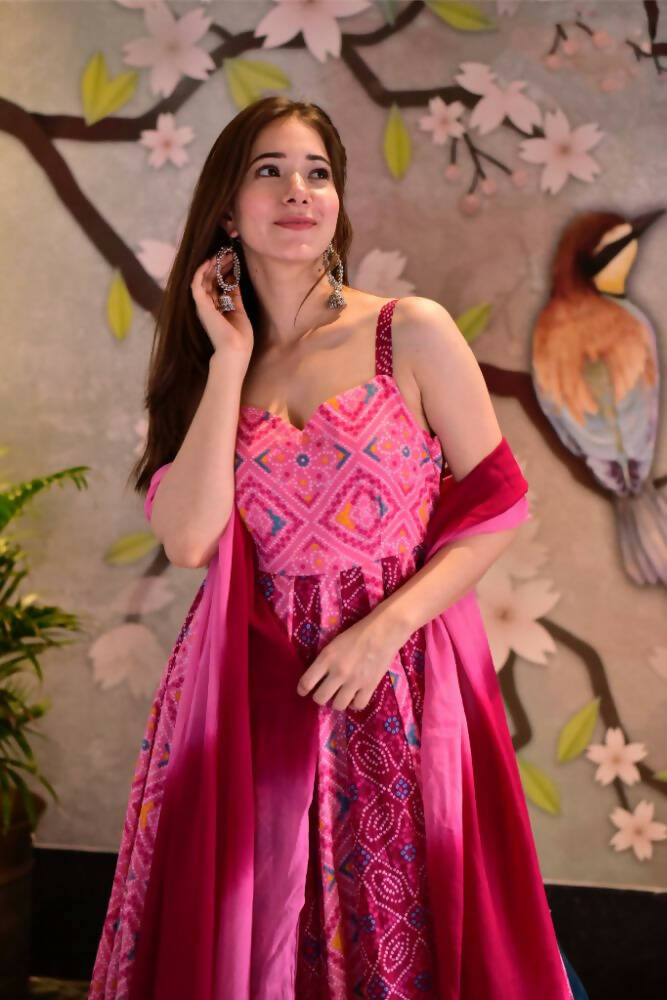 Partywear Designer Light Coral Pure Maslin Gown - Anbazaar