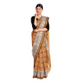 Exclusive Collection 100% Pure Cotton Biege Tant Saree With Hand Weaving Work