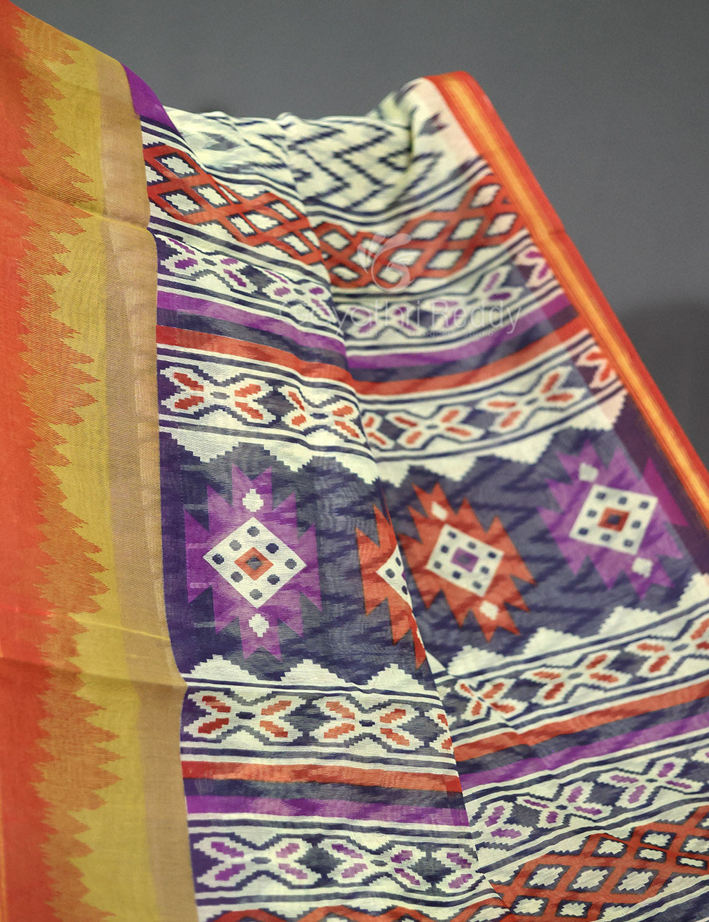 Shades of Cream And Red Blouse Patola Print Semi Chanderi Saree By Gayathri Reddy Designer Studio