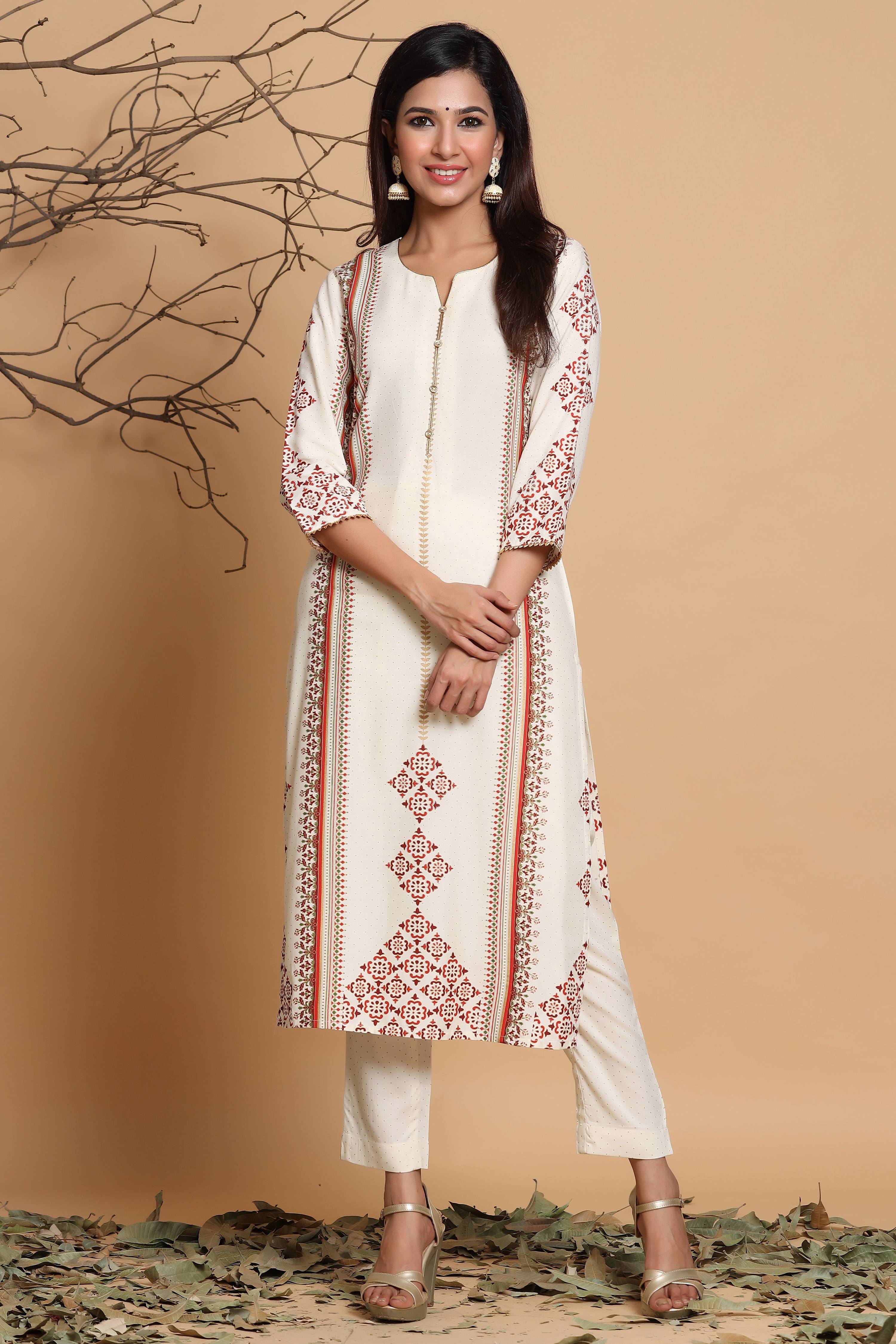Juniper Ivory Viscose Rayon Kurta