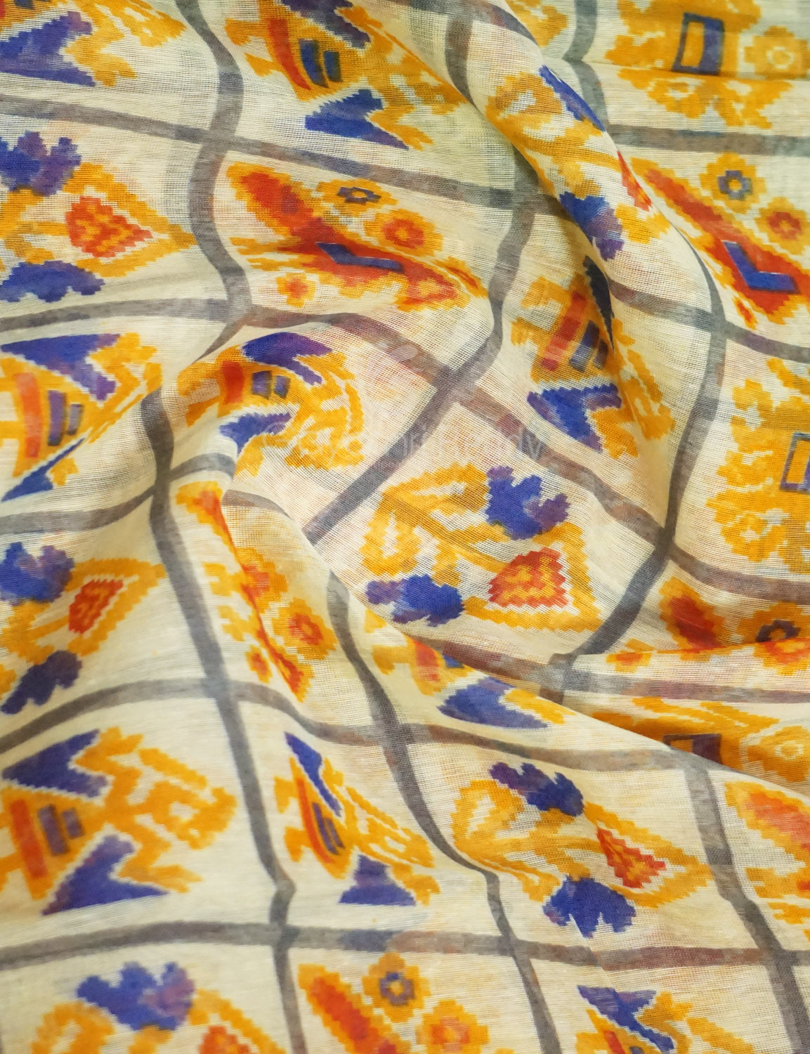 Shades of Cream Colour And Orange Blouse Patola Design Semi Chanderi Saree By Gayathri Reddy Designer Studio