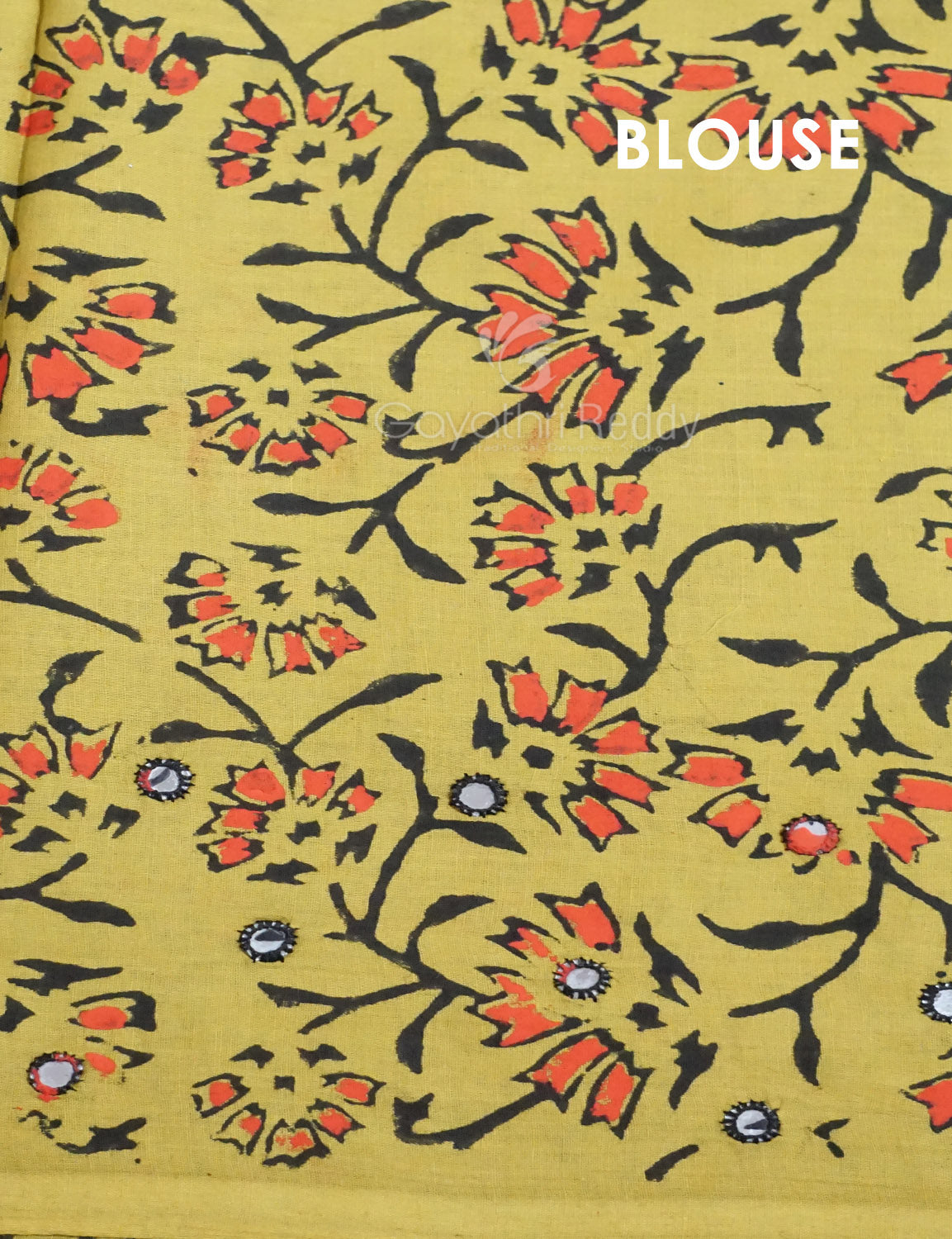 Mehndi Green Colour Block Print With Mirron Embroidered Pure Mulmul Cotton Saree By Gayathri Reddy Designer Studio