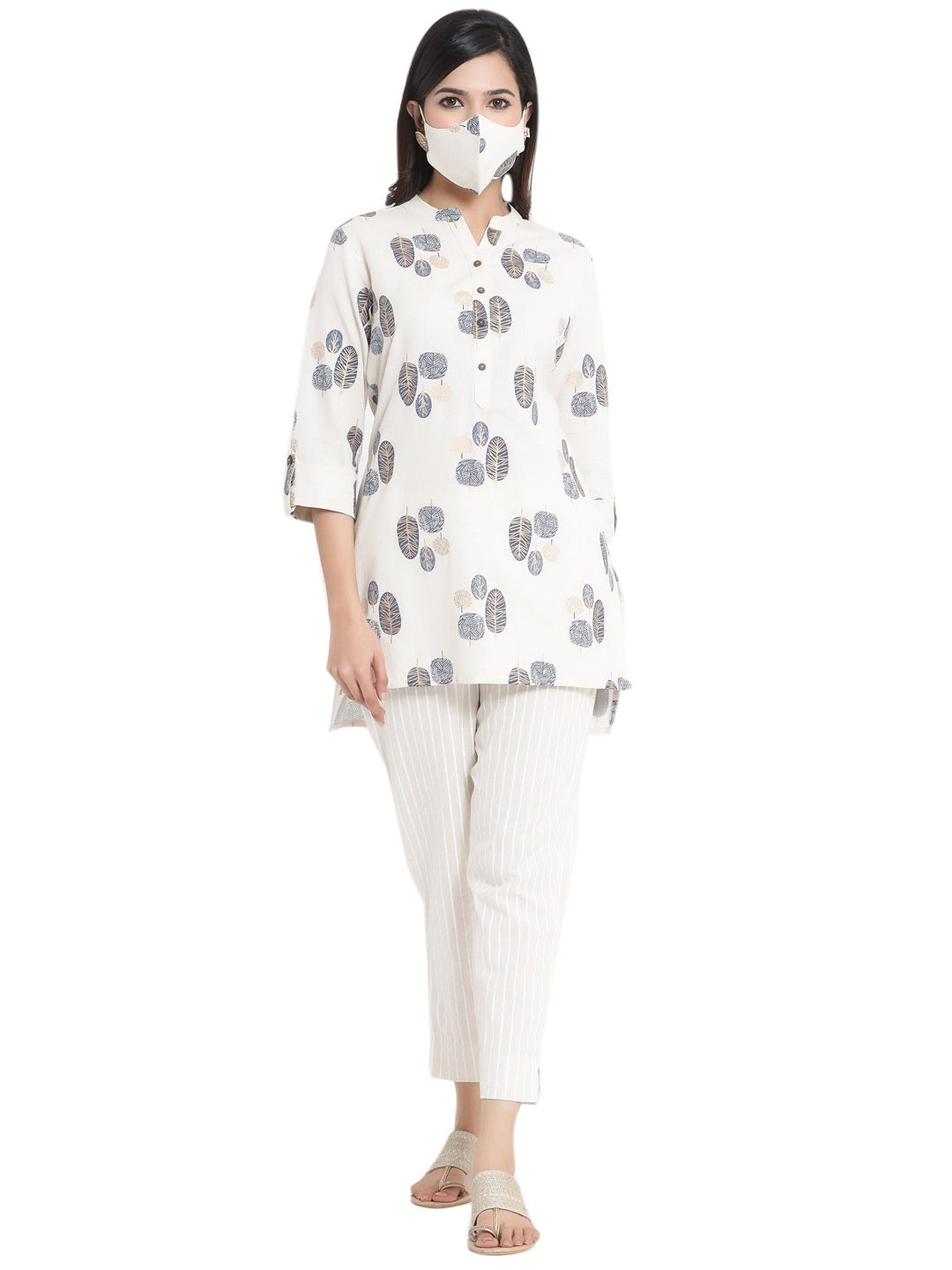 Juniper Women Natural Cotton Flex Printed High-Low Kurta