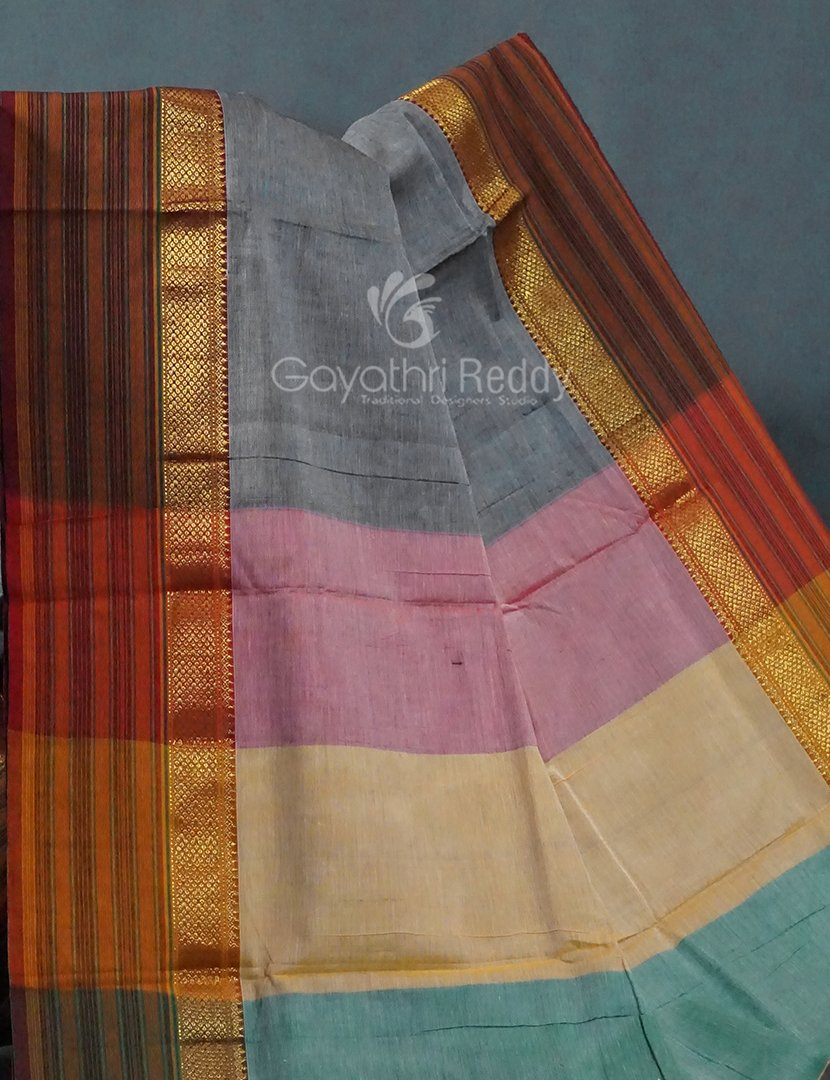 Kalanetha Grey Coloured Pure Narayanpet Cotton Saree By Gayathri Reddy Designer Studio