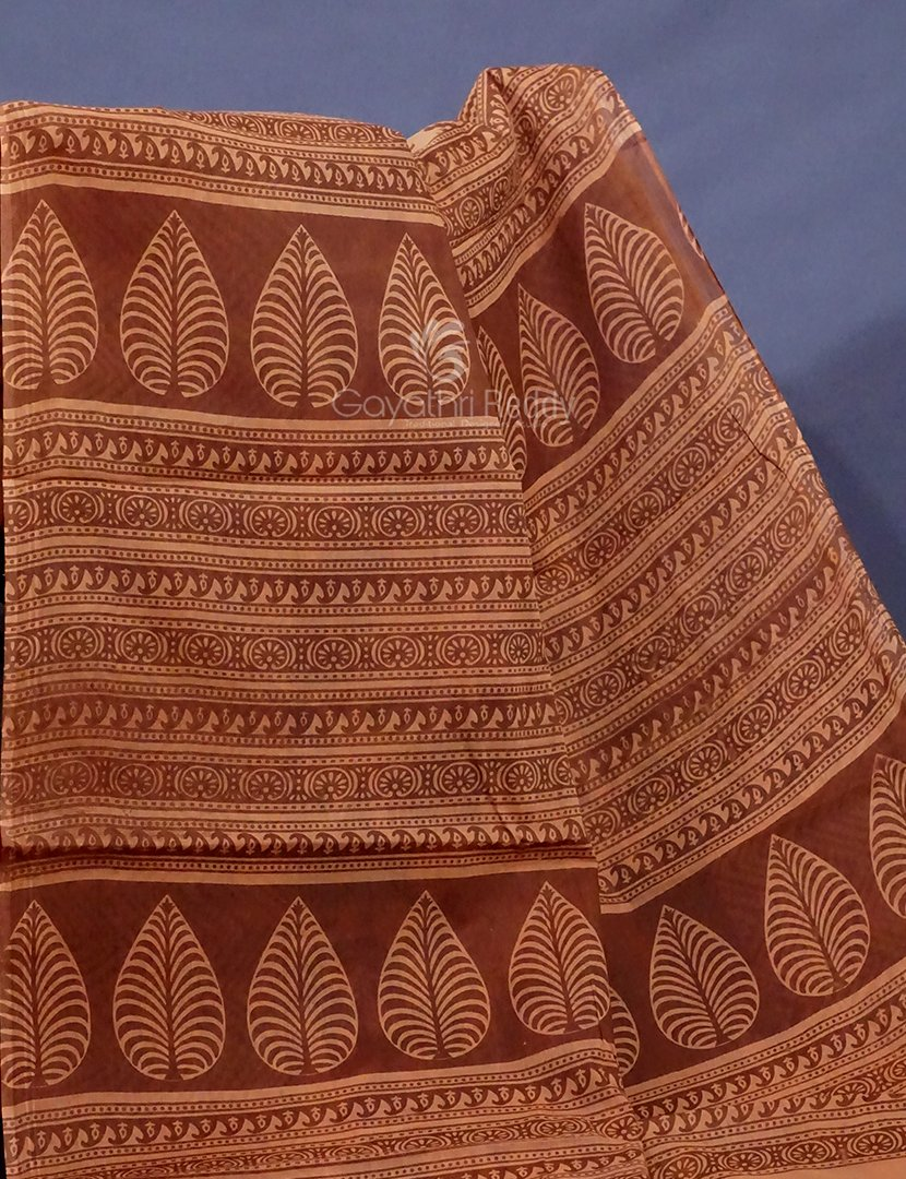 Dark Mustard Colour Block Print Pure Mulmul Cotton Saree By Gayathri Reddy Designer Studio
