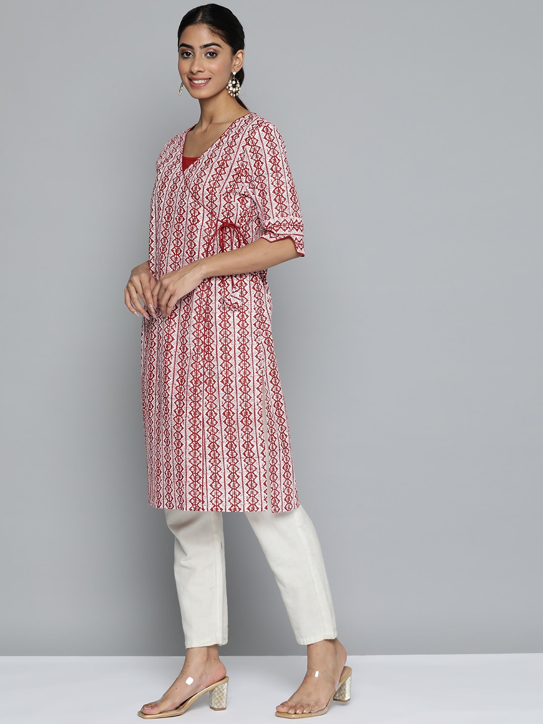 HERE&NOW Printed Wrap Designed Layered Kurta