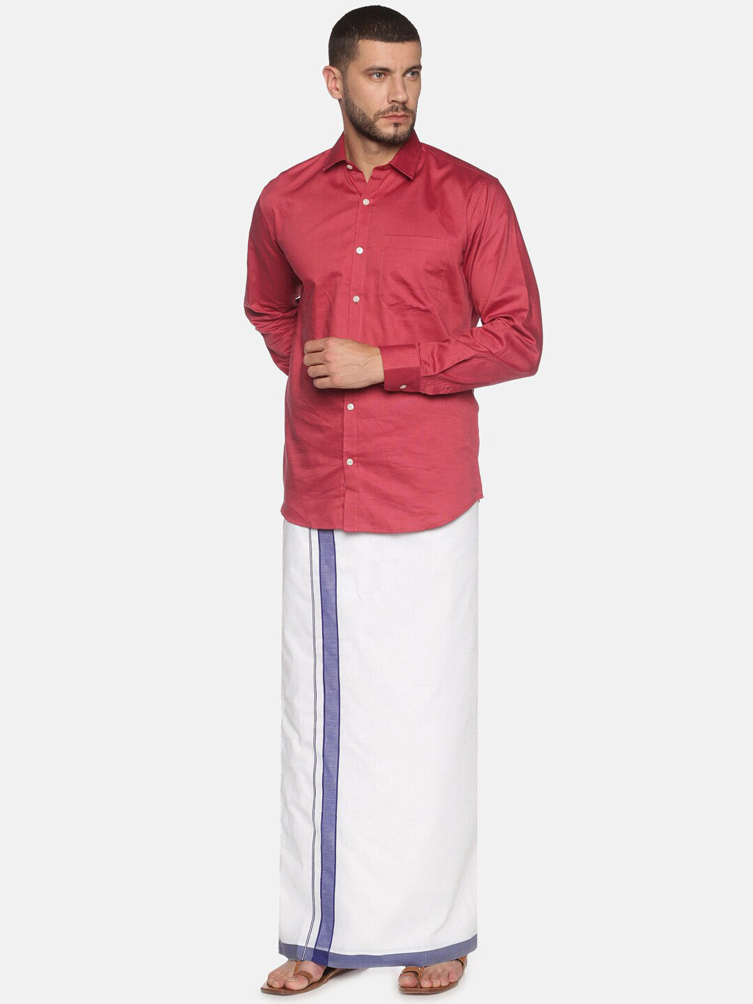Sethukrishna Men White Solid Cotton Dhoti