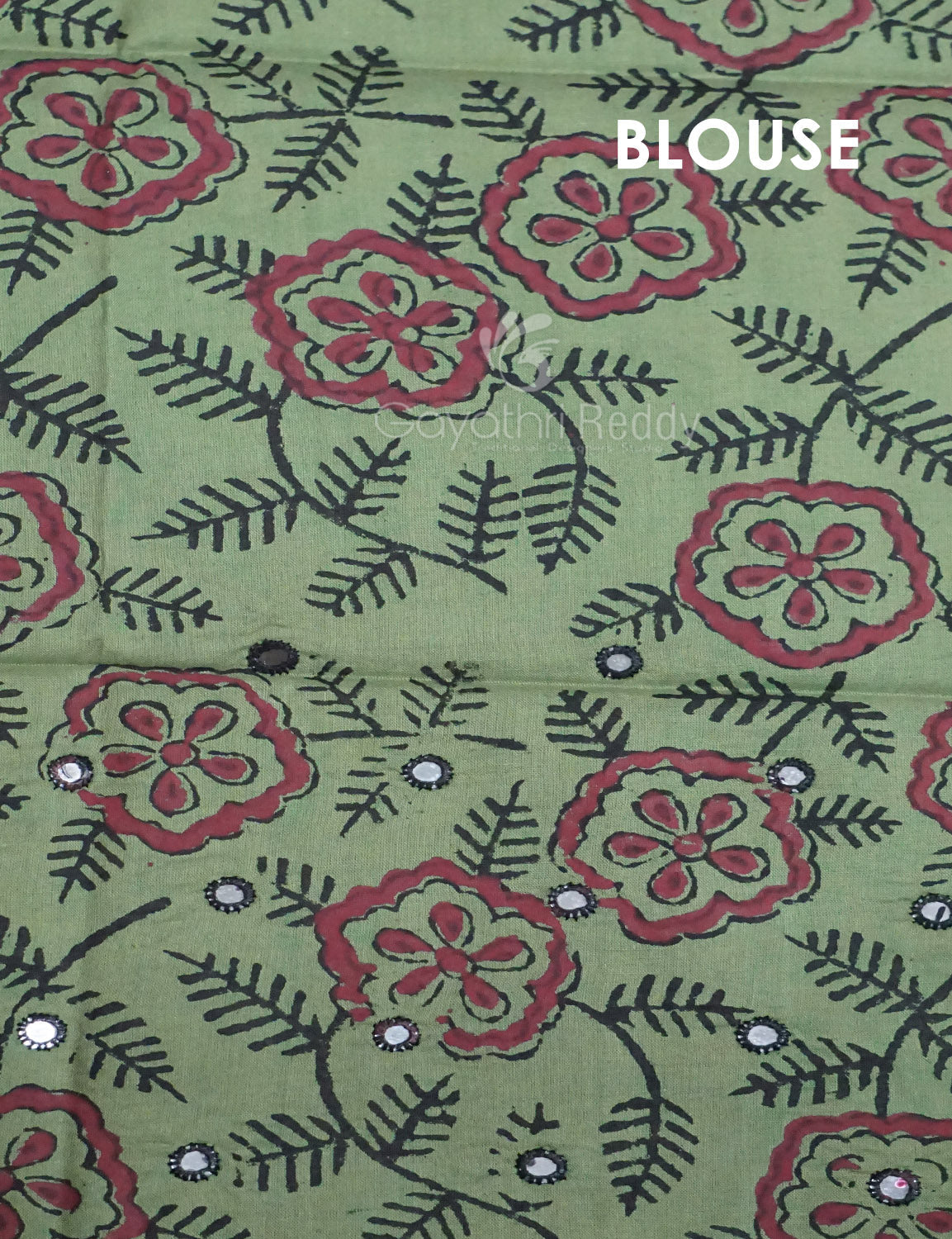 Pista Mix Colour Block Print With Mirron Embroidered Pure Mulmul Cotton Saree By Gayathri Reddy Designer Studio