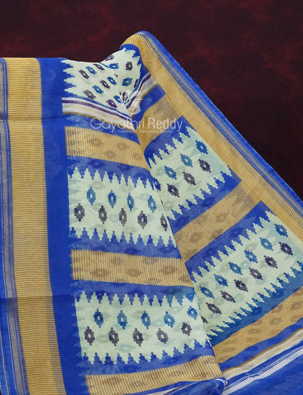 Combo of Off White and Blue Patan Patola Semi Chanderi Saree By Gayathri Reddy Designer Studio