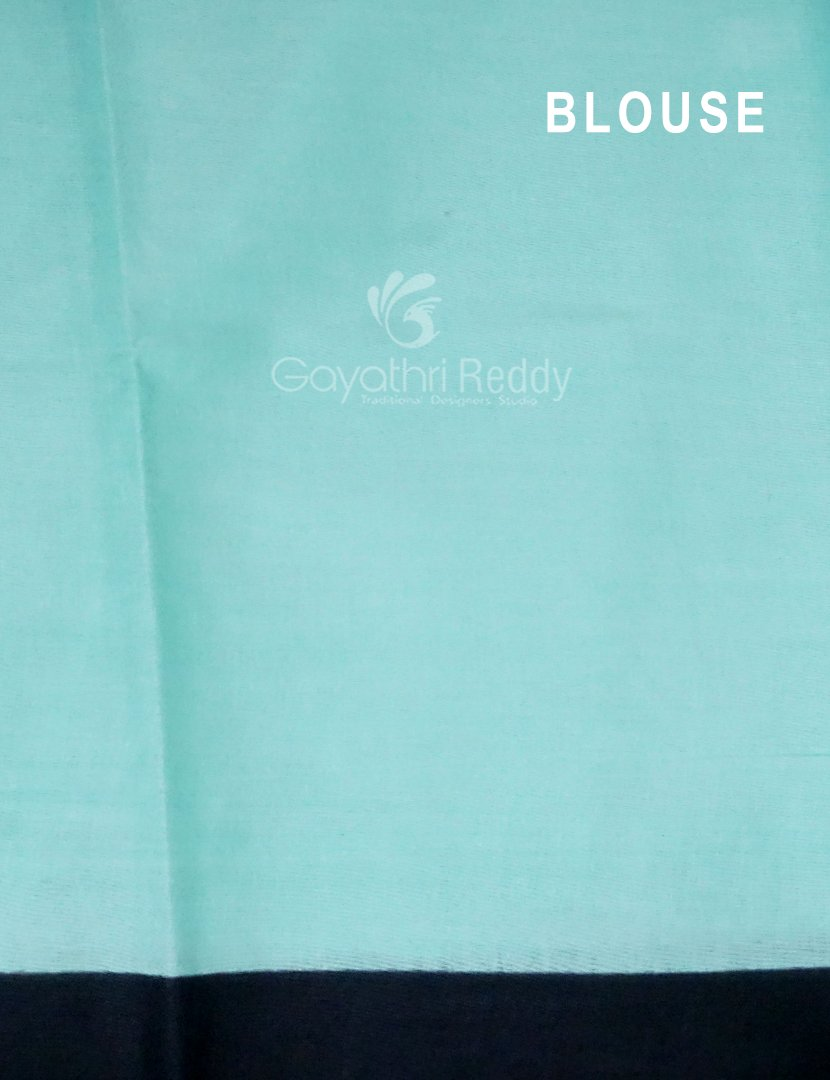 Shades of Black And Mint Green With Pichwai Print Munga Cotton Saree By Gayathri Reddy Designer Studio