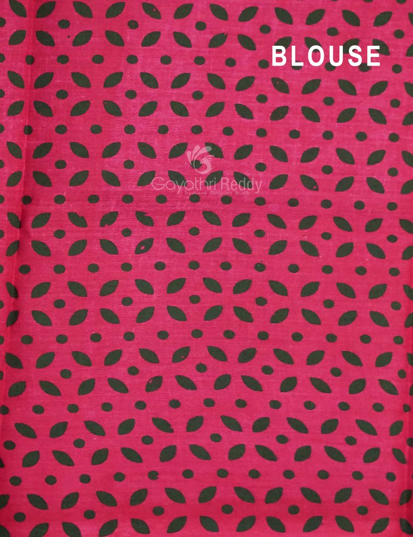 Peach Colour Block Print Pure Kota Cotton Saree By Gayathri Reddy Designer Studio