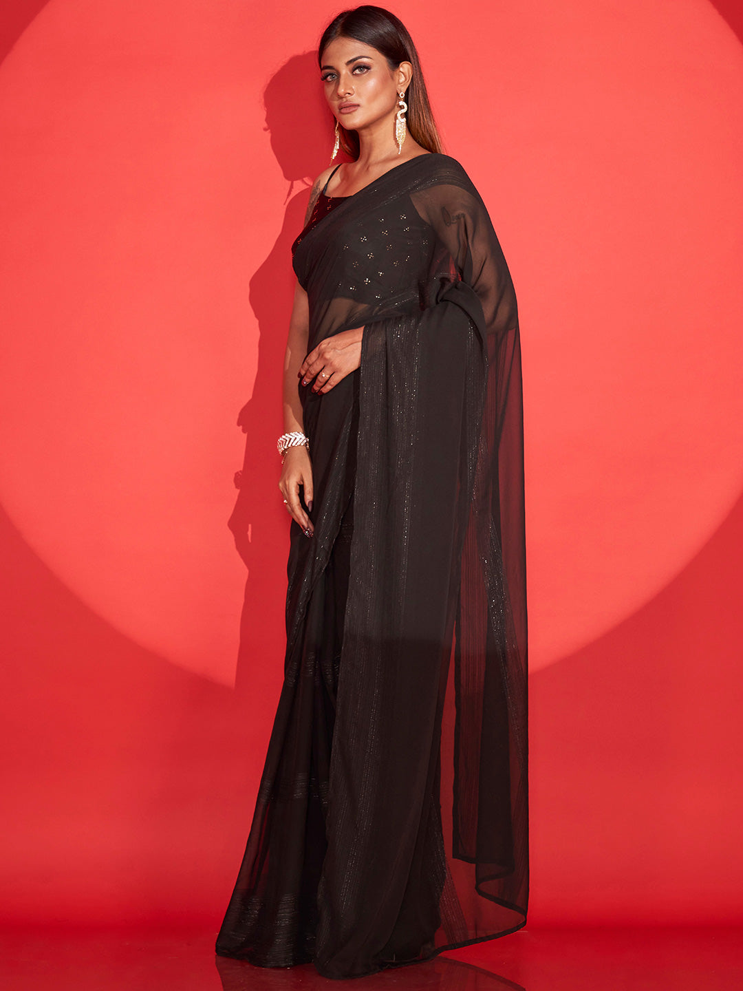 Tikhi Imli Striped Semi Sheer Ready to Wear Saree